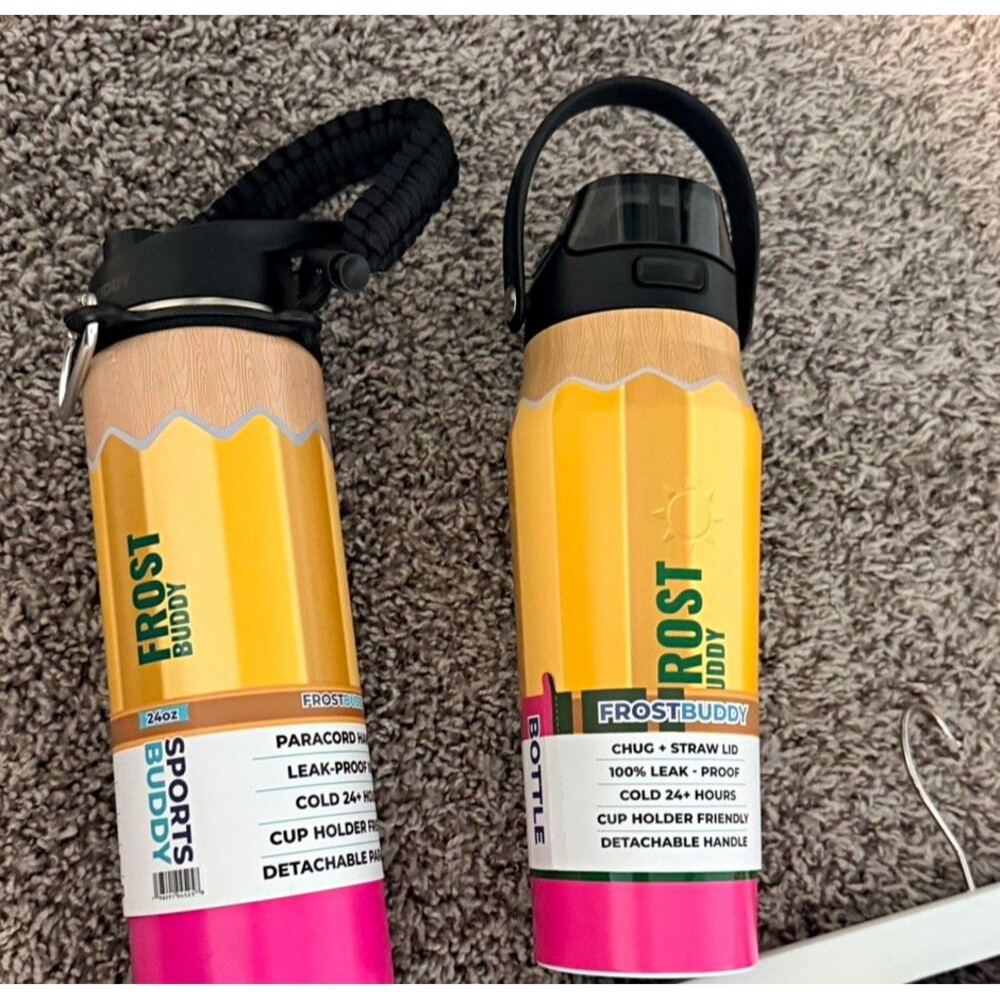 Frost Buddy 24oz Insulated Water Bottle w/ Handle Pencil - ONE OF EACH!